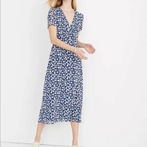 Madewell French Floral Faux Wrap Front Midi Dress Size 18